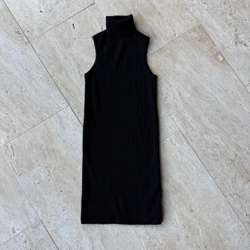 Mini Sweater Knit Turtleneck Sleeveless Dress